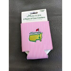 Lot of 2 2023 Masters Tournament Can Cooler Pink Green Striped Golf Koozie NEW